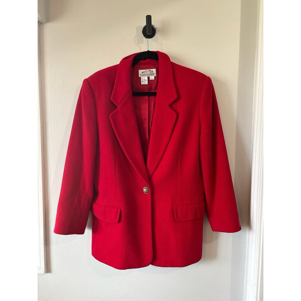 Vintage Club Classics Red Wool Cashmere Blazer Jacket Womens Size 8 Old Money